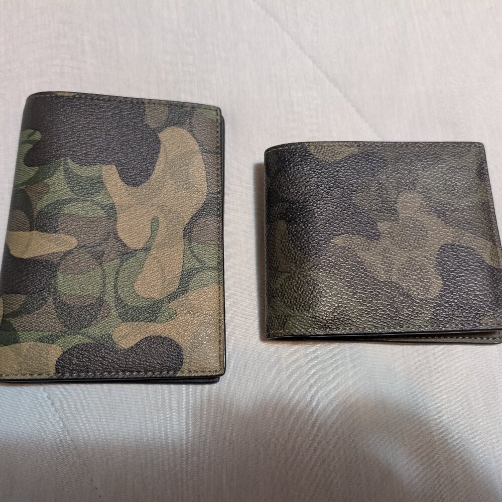 Coach Camouflage Leather Wallet & Passport Cover